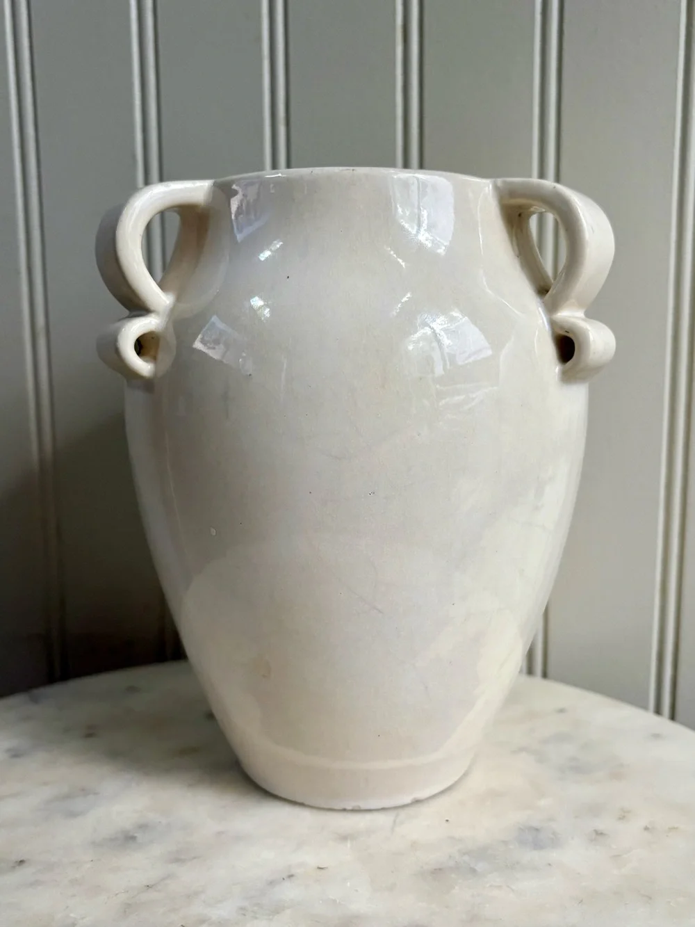 Vintage Fulper Pottery Vase #887 w/3 Ribbon Handles Circa 1930s Collectible VTG